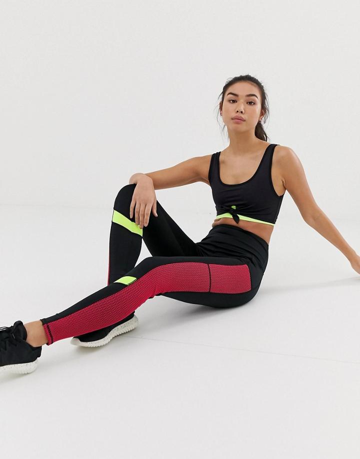 South Beach Mesh Paneled Leggings-multi