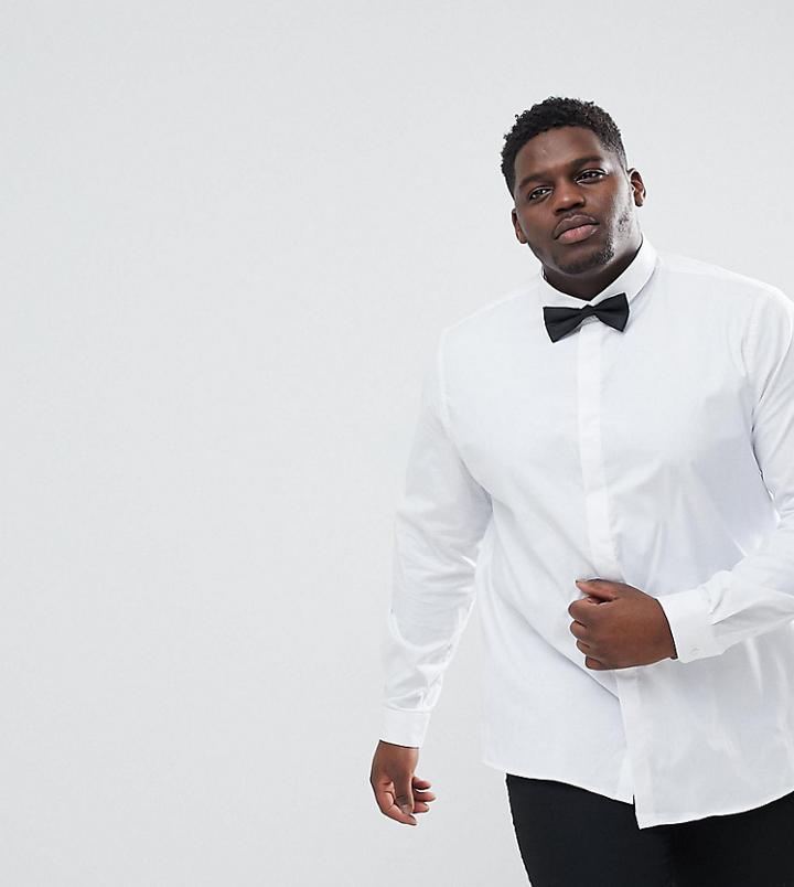 Heart & Dagger Plus Skinny Shirt With Bow Tie - White