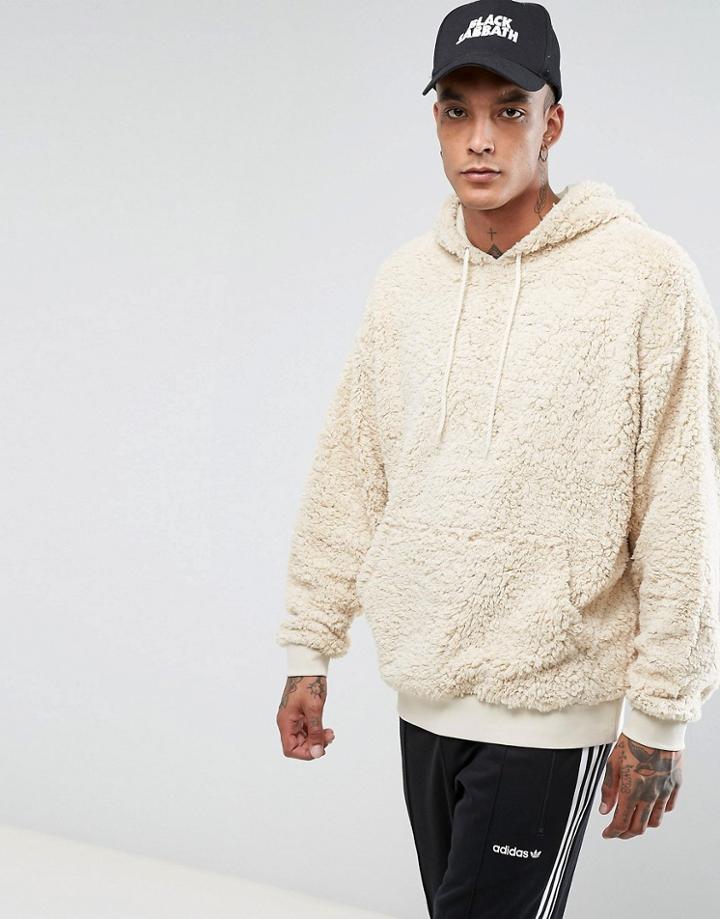 Asos Borg Oversized Hoodie - Beige