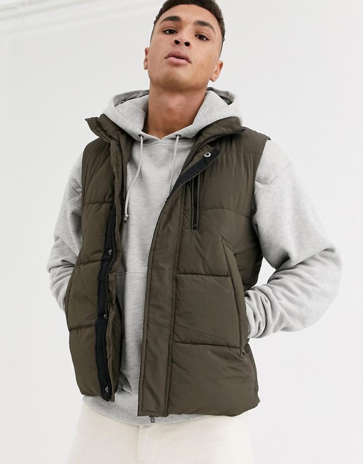 River Island Vest In Khaki-green