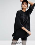 Bones Double Layer Short Sleeve Dress In Heavy Jersey - Black