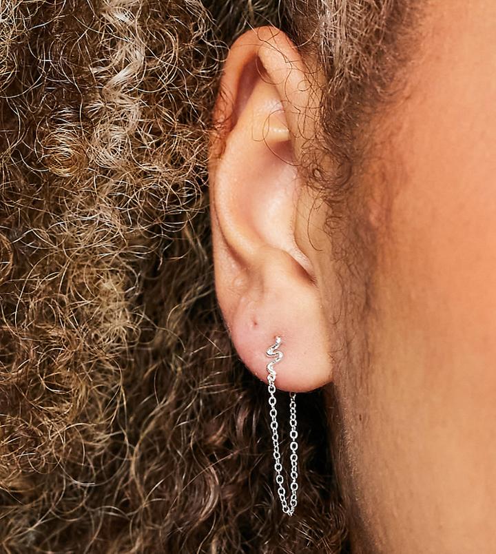 Kingsley Ryan Chain And Snake Single Earring In Sterling Silver