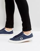 Fred Perry Kendrick Reversed Tipped Cuff Leather Sneakers Navy - Navy