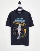 Only & Sons Iron Maiden Oversize T-shirt With Chest And Back Print In Black