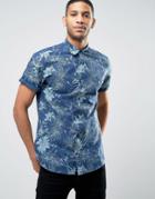 Jack & Jones Originals Short Sleeved Shirt In Floral Print - Blue