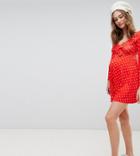 Asos Design Maternity Sweetheart Neck Mini Dress In Polka Dot Print - Multi