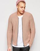 Asos Knitted Bomber In Pink - Pink
