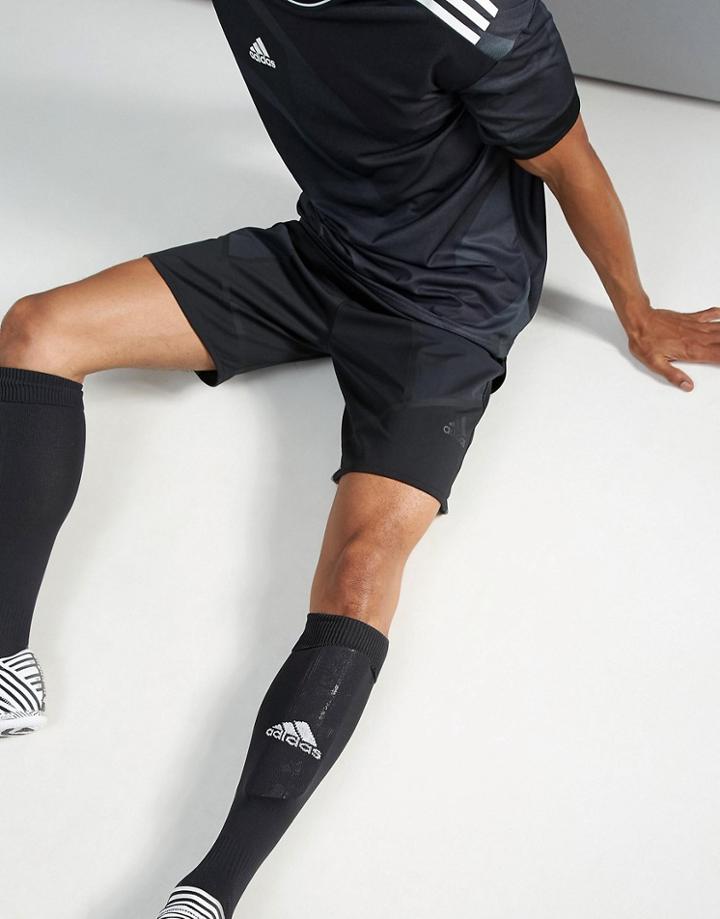 Adidas Football Shorts With Tonal Branding In Black Bq6865 - Black