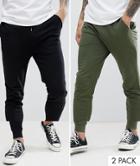 Asos Design Skinny Joggers 2 Pack Black/dark Green - Multi