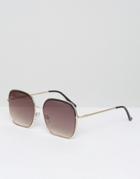 Asos Square Sunglasses In Color Block Frame - Multi
