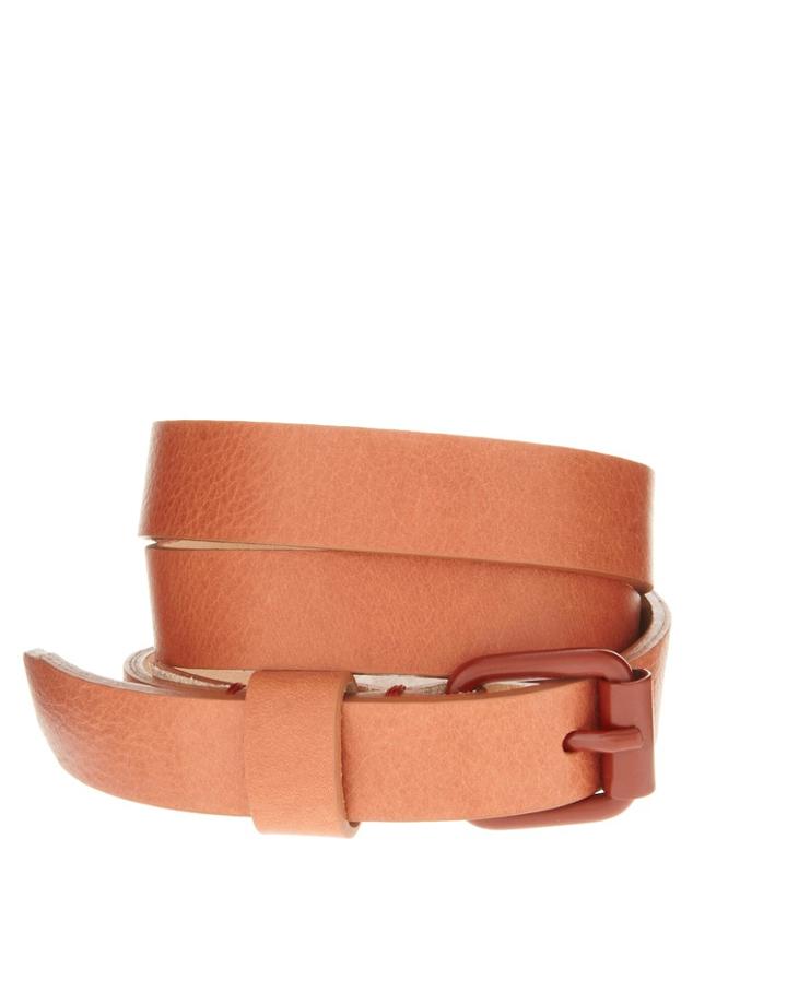 Cacharel Plain Leather Belt - Navy