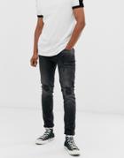 Good For Nothing Distressed Slim Jeans In Washed Black - Black