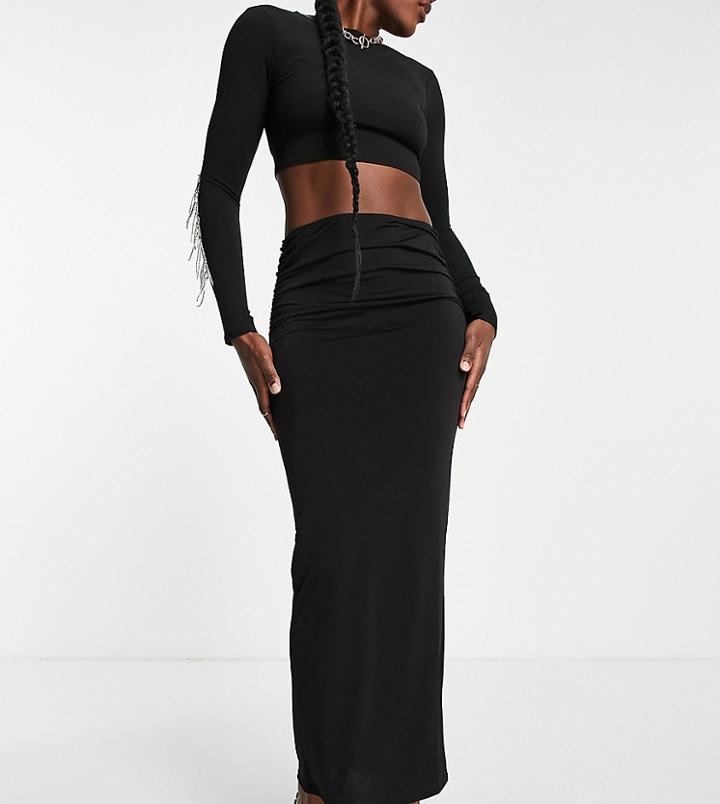 Asyou 90s Low Rise Maxi Skirt In Black