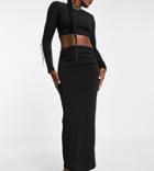 Asyou 90s Low Rise Maxi Skirt In Black