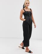 Gilli Culotte Jumpsuit With Contrast Stitching-black