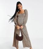 Fashion Union Maternity Smocked Jumpsuit In Animal Print-multi