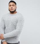 Only & Sons Plus Knitted Sweater With Textured Weave - Gray
