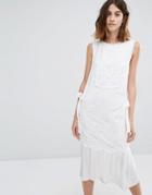 Warehouse Lace Column Dress - Cream
