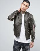 Alpha Industries Ma1 Reversible Bomber Jacket In Gray And Camo - Gray