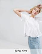 Monki Ruffle Hem Shell Top - White