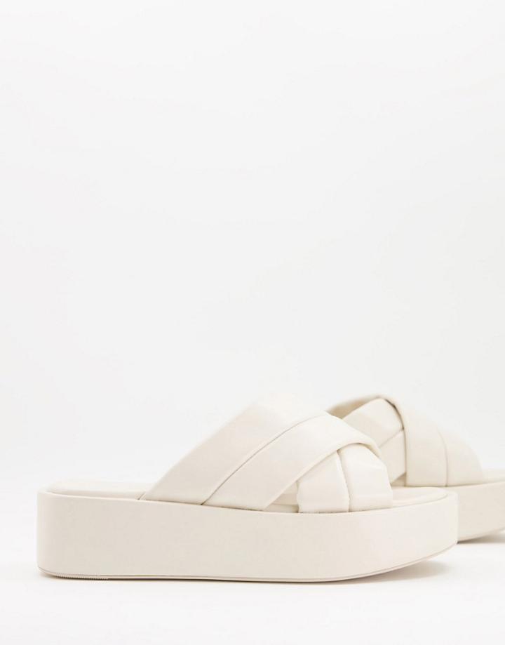 Pull And Bear Platform Sandal In Ecru-neutral