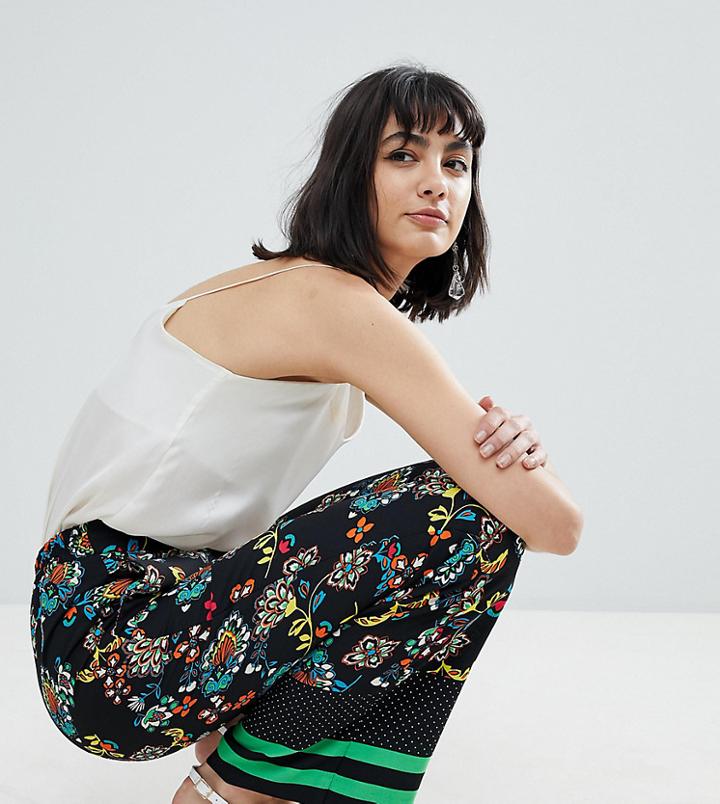River Island Floral Print Wide Leg Pants - Black