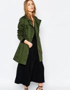 Warehouse Popper Detail Trench - Khaki