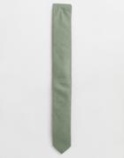 Asos Design Slim Textured Tie In Green - Pink