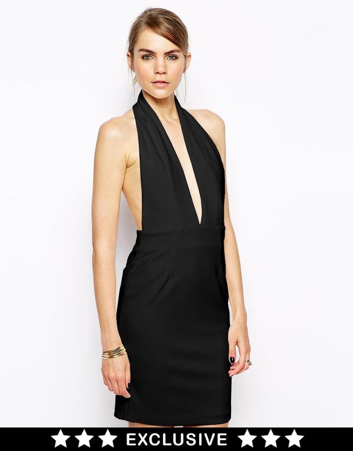 Solace London Elora Mini Dress With Plunge Neck And Low Back
