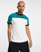 Asos Design T-shirt With Green Contrast Yoke-multi