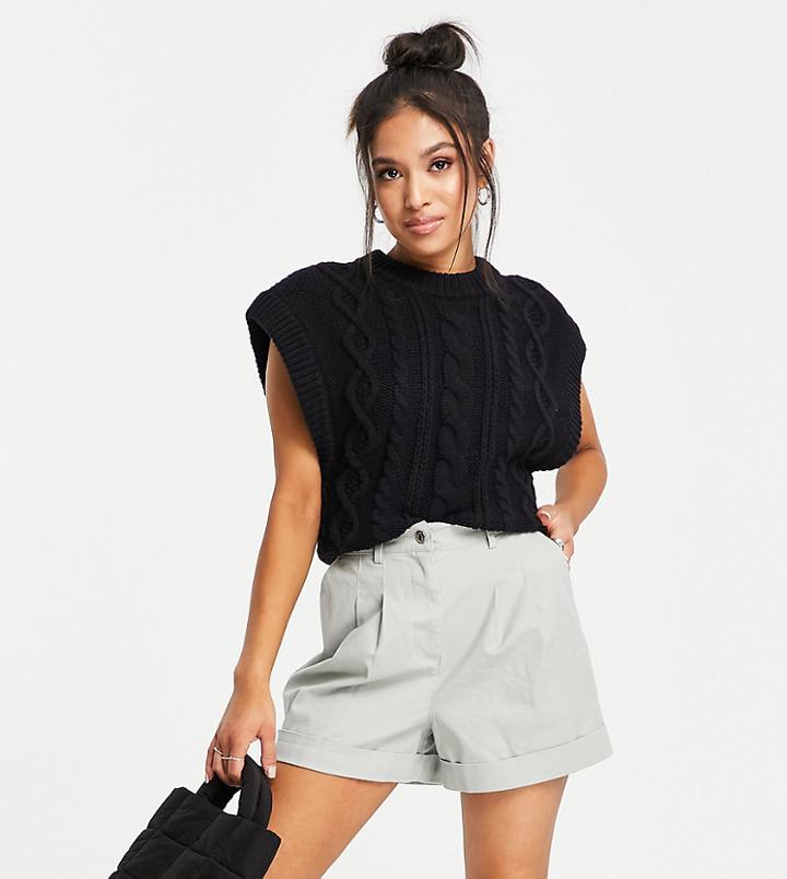 Asos Design Petite Chino Shorts In Sage Green