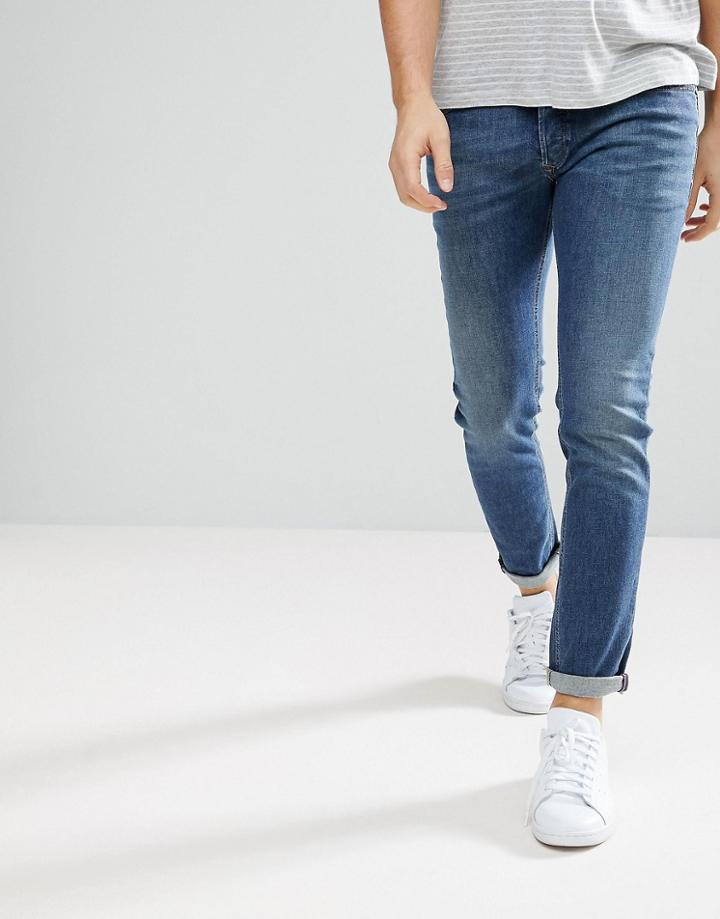 Diesel Sleenker Jeans In Midwash - Navy