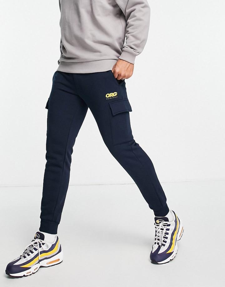Jack & Jones Originals Cargo Sweatpants In Navy