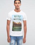 Esprit Crew Neck T-shirt With Woodlands Print - White