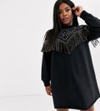 Asos Design Curve Studded Fringe Sweat Dress