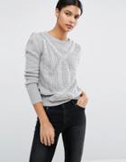 Vila Cable Knit Sweater - Gray
