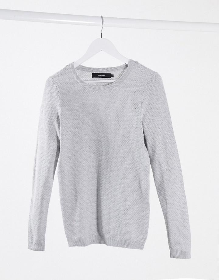Vero Moda Round Neck Sweater In Light Gray-grey