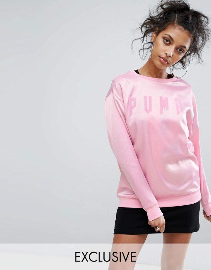 Puma Exclusive To Asos Satin Oversized Sweatshirt - Pink
