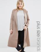 Alice & You Longline Coat With Drop Lapel - Tan