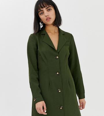 Glamorous Petite Button Front Dress With Collar-green