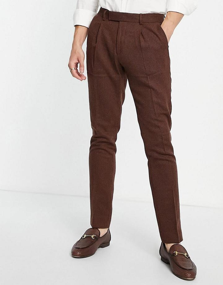 Asos Design Traditional Color Range Skinny Wool Mix Basketweave Smart Pants In Brown