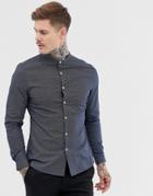 Asos Design Slim Fit Smart Shirt With Ditsy Geo Print In Navy - Navy