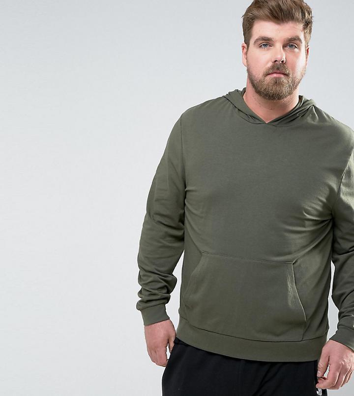 Asos Plus Lightweight Muscle Hoodie In Khaki - Green