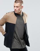 Asos Muscle Jersey Bomber With Cut & Sew