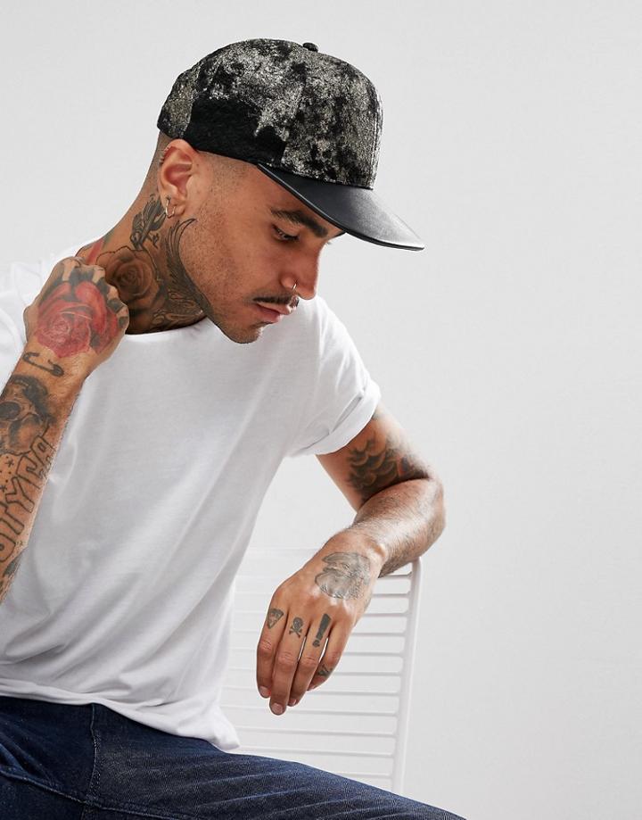 Asos Snapback Cap In Black And Gold - Black