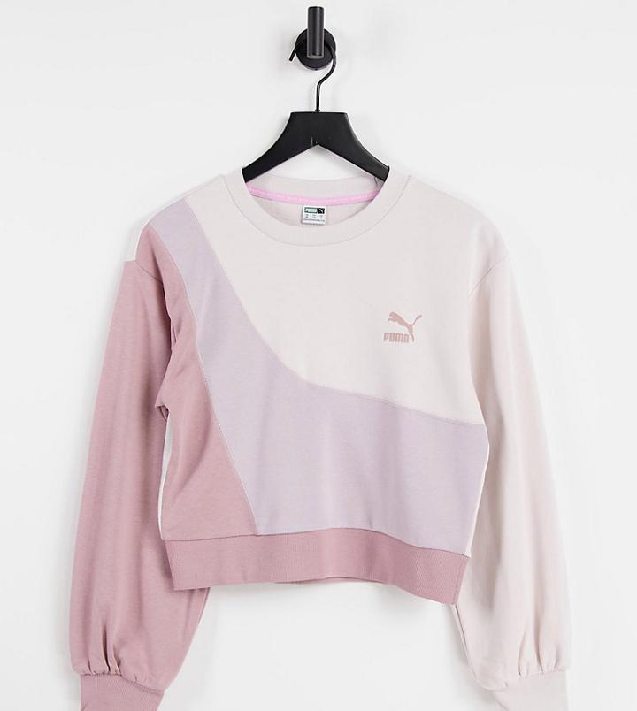 Puma Convey Oversized Sweatshirt In Pink Color Block Exclusive To Asos