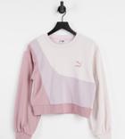 Puma Convey Oversized Sweatshirt In Pink Color Block Exclusive To Asos
