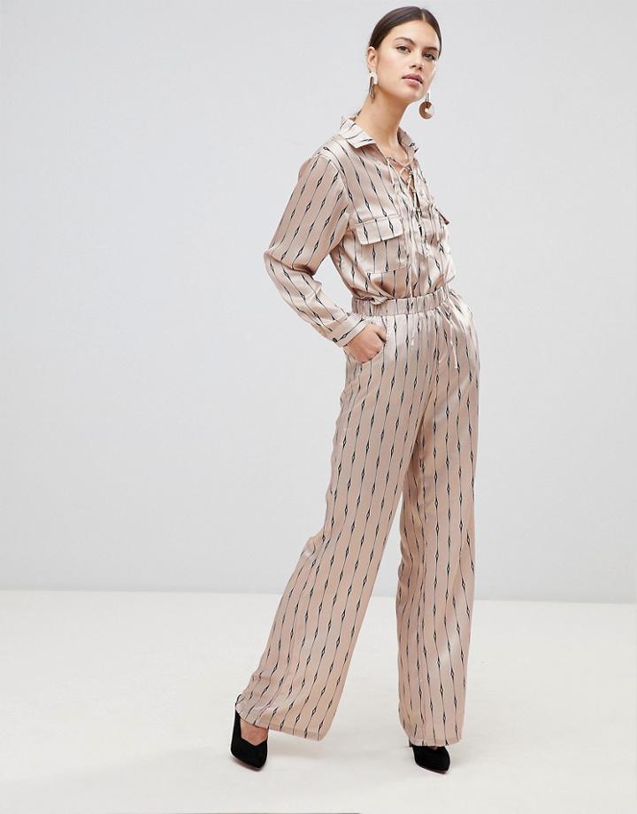 None The Richer Stevie Printed Wide Leg Silk Blendtrousers - Beige