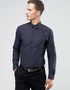 Jack & Jones Slim Premium Long Sleeve Smart Shirt In Mini Dot - Navy