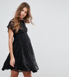 Asos Maternity Flutter Sleeve Lace Skater Dress